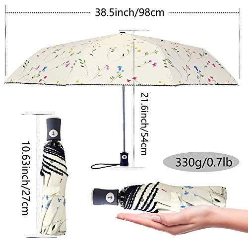 DBA FDJASGY UV Sun Umbrella Compact Folding Travel Umbrella Auto Open and Close for Windproof, Rainproof & 99.9% UV Protection Parasol with Black Anti-UV Coating