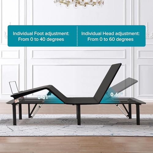 Twin Adjustable Bed Frame, Wireless Remote Control, Whisper Quiet Durable Motor, Independent Head and Foot Incline, Fabric Covered, Zero Gravity,adjustable bed frame twin XL Size