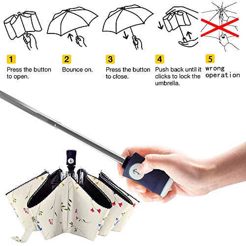 DBA FDJASGY UV Sun Umbrella Compact Folding Travel Umbrella Auto Open and Close for Windproof, Rainproof & 99.9% UV Protection Parasol with Black Anti-UV Coating