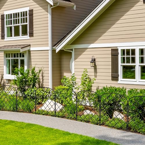 Decorative Garden Fence 30 Pack Animal Barrier Fencing 33ft (L) x 22in (H) Rustproof Metal Wire Section Edging with Plastic Stakes Dog Fence Outdoor for Yard Landscape Patio, Arched