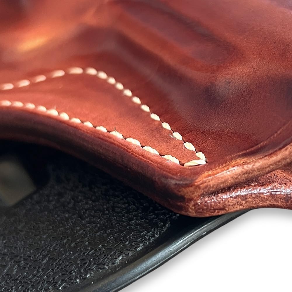 Premium Leather OWB Paddle Holster with Thumb Break Fits, Smith Wesson N-Frame Model 629/29 Classic Full Underlug Barrel 44 Magnum 5''BBL, Right Hand Draw Brown Color #1261#