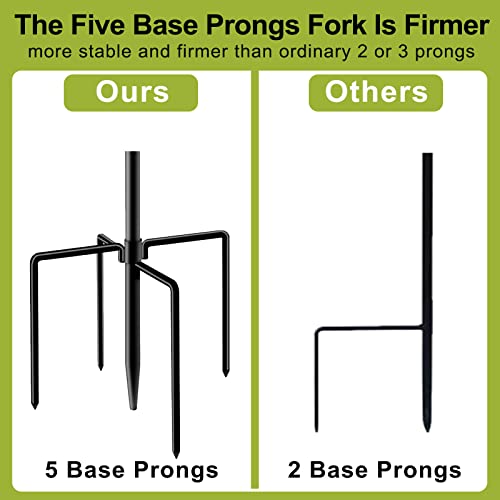 Double Shepherds Hook for Outdoor,78 Inch Bird Feeder Pole with 5 Prongs Base,Adjustable Heavy Duty Garden Hanging Holder for Hanging Plant,Solar Light,Weddings Decor,Hummingbird Feeder（1 Pack）