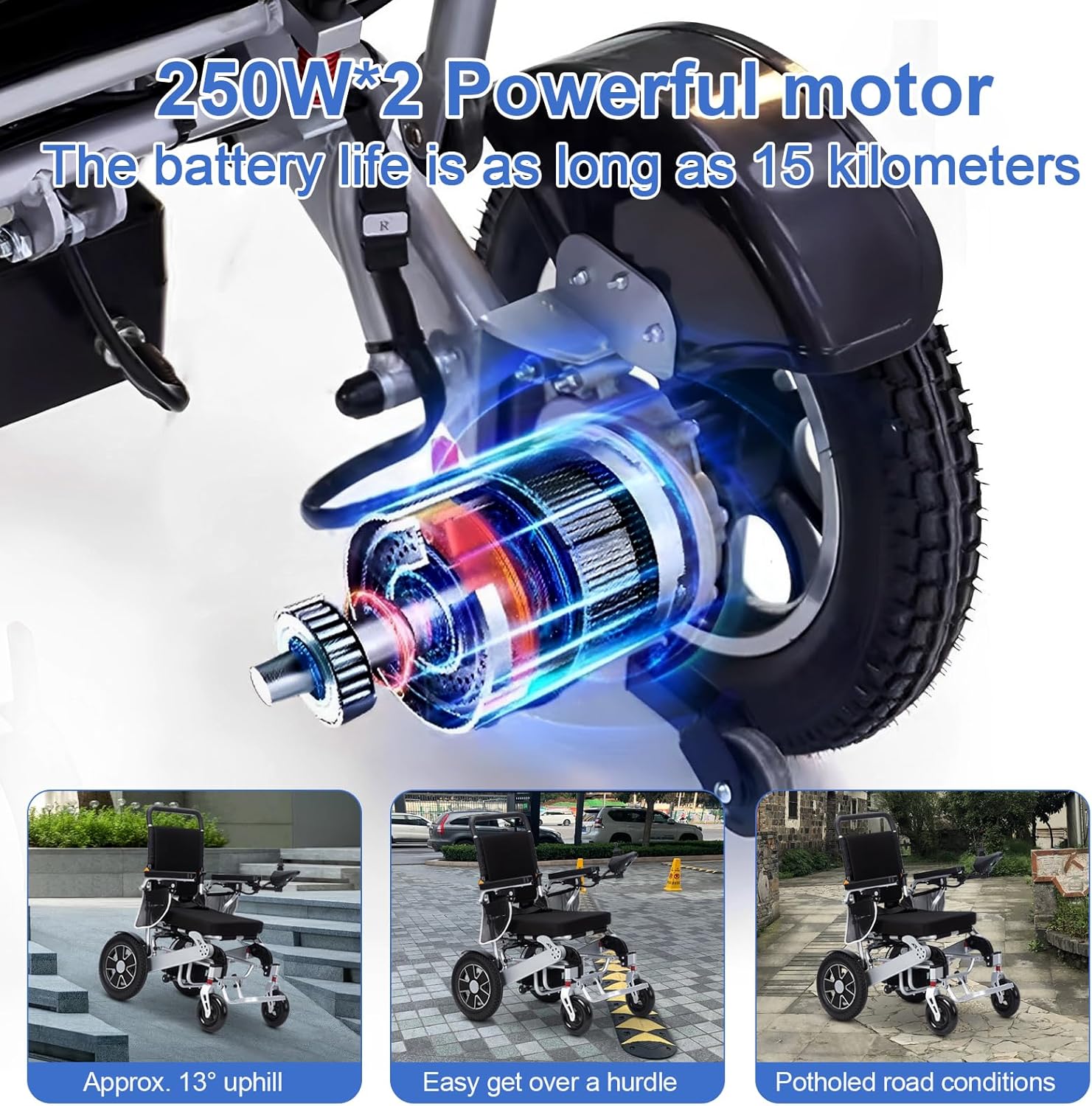 Electric Wheelchairs for Adults Intelligent Lightweight Foldable Electric Wheelchairs Power Wheelchairs for Seniors Compact Portable Airline Approved All Terrain Motorized Wheelchair