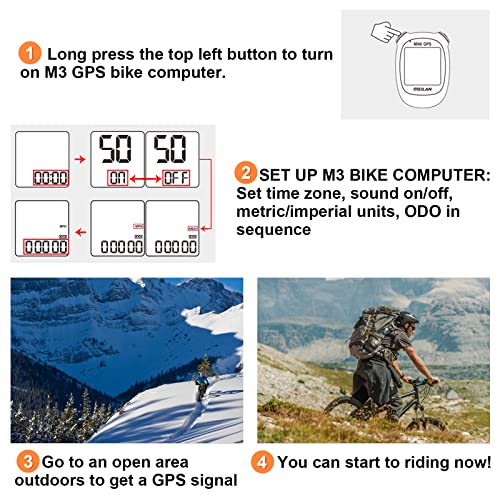MEILAN M3 Mini GPS Bike Computer, Wireless Cycling Computer Bike Odometer Bicycle Speedometer and Odometer Waterproof Bicycle Computer with LCD Backlight & Multi-Functions for Road Bike MTB