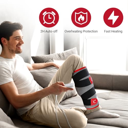 Comfytemp Leg Heating Pad for Pain Relief, FSA HSA Eligible Wearable Heating Pad for Legs and Calf, Birthday Gifts for Women/Men, Electric Heat Wrap for Shin Splint/Knee/Arm/Elbow/Wrist/Thigh (S/M)