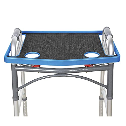 Support Plus Walker Tray Table - Mobility Table Tray for Walker, Non Slip Walker Tray Mat, Walker Accessories Mat, Cup Holder for Walker (21"x16") - Black
