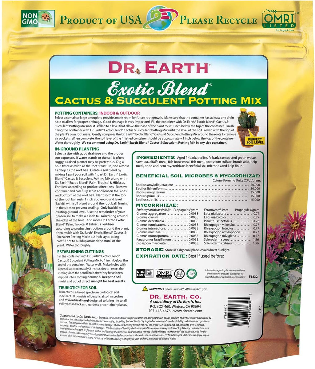 Dr. Earth Exotic Blend Cactus & Succulent Potting Mix 8 qt
