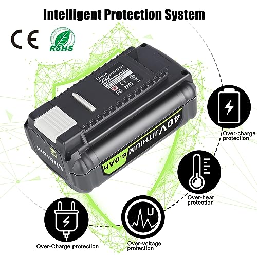 2 Packs 18V Battery Replacement for RYOBI 18V Battery PBP005 P197 P189 P108 P191 P190 P102 P103 P104 P105 P107 P122 Compatible for Ryobi 18V Tools, 6.0Ah