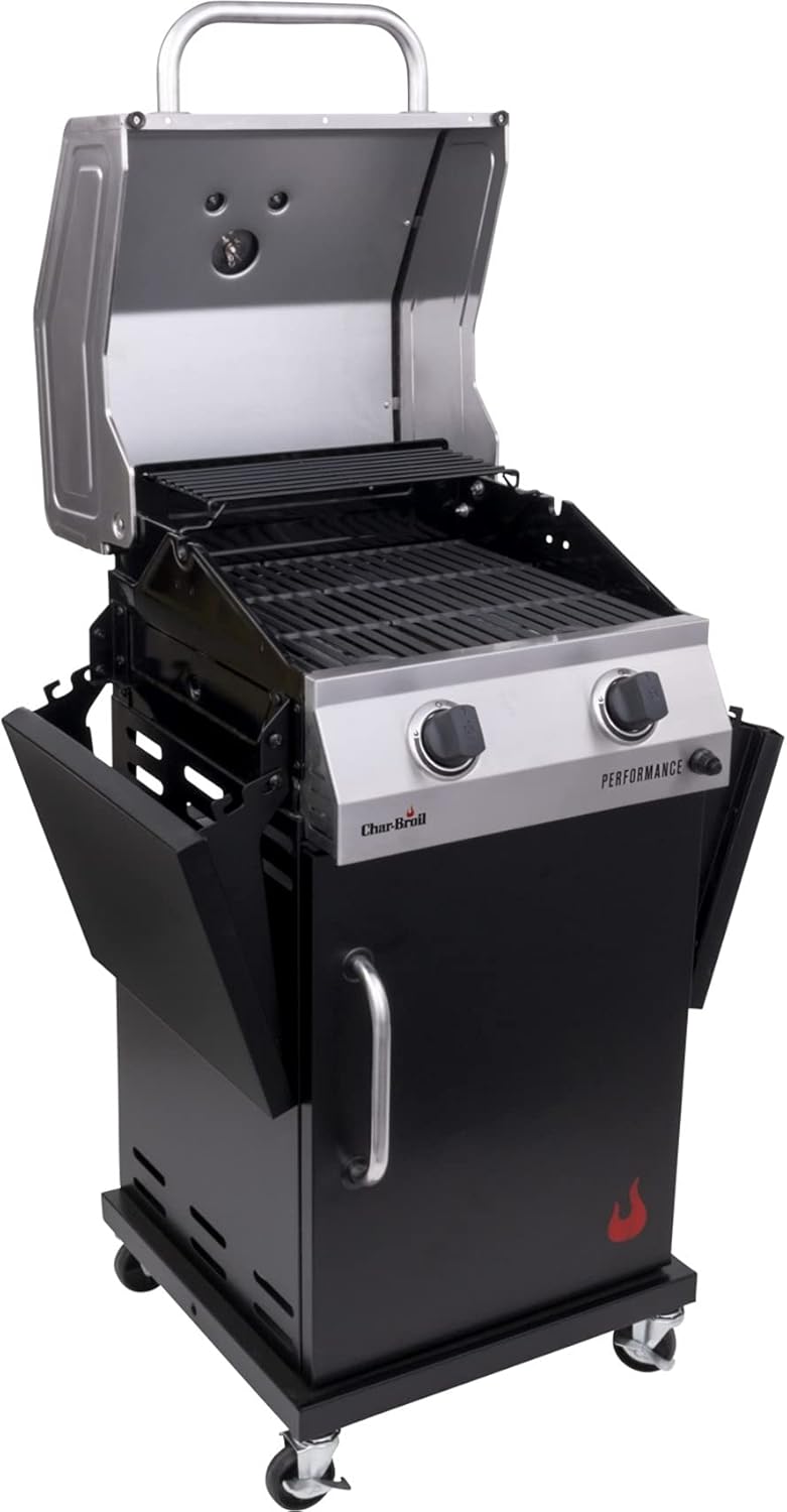 Char-Broil 463660021 Performance 2-Burner Cabinet-Style Liquid Propane Gas Grill, Stainless/Black
