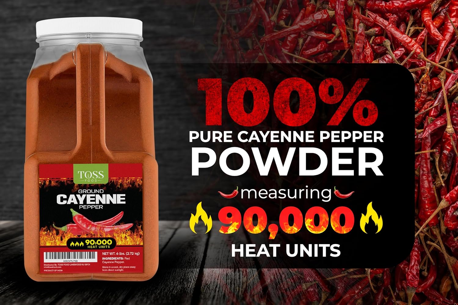 Extreme Hot Cayenne Pepper Powder Bulk 90,000 Heat Units 6 LB, Ground Cayenne Powder Hot Pepper Powder - Red Pepper Powder Spice for Home and Commercial Cooking