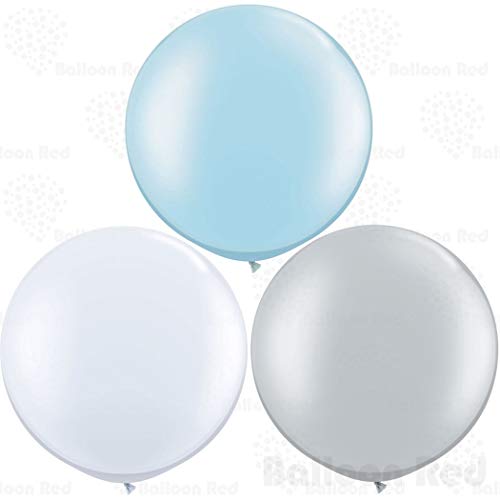 AFTERLOON® Biodegradable Balloons 3 pcs 36 Inch Orb Perfect Round Giant Extra Large Rose Gold, Thickened Strong Natural Latex Jumbo XL Big Helium Float, Baby Gender Reveal Birthday Party Decorations