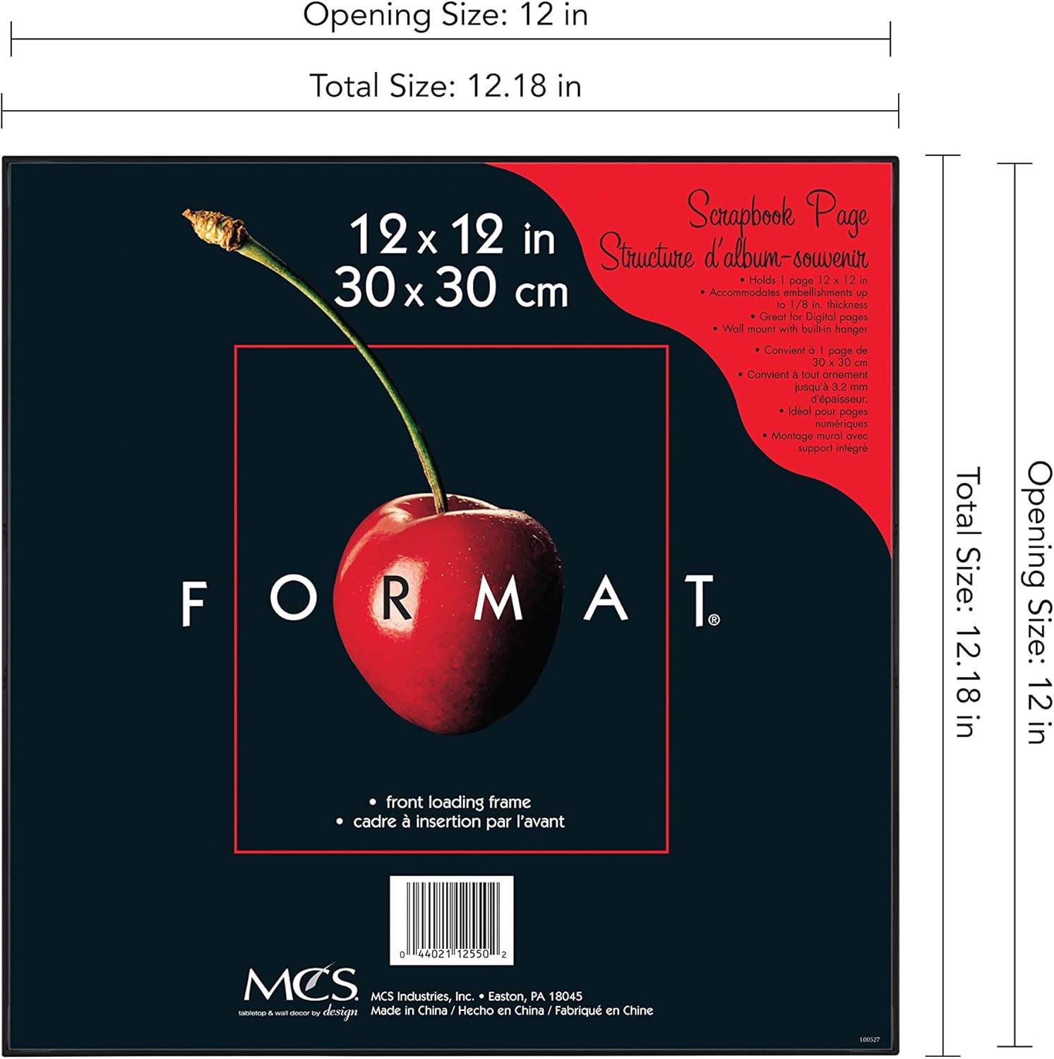 MCS Format Frame, Black, 12 x 12 in, Single