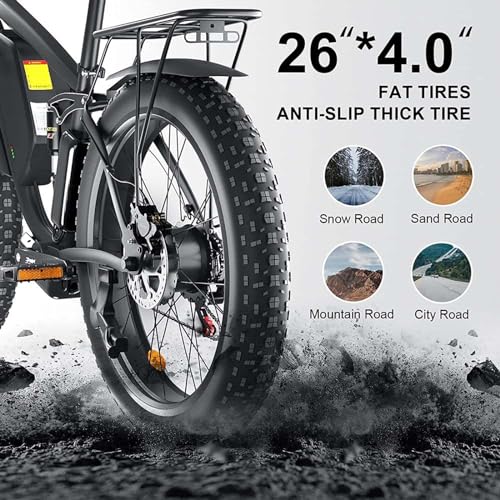 2000W Dual Motor Electric Bike for Adults, 35 Mph 60 Miles AWD Ebike, 48V 22.4Ah Fat Tire MTB E Bikes, 26'' Full Suspension Hydraulic Disc Brake Adult Electric Bicycles for Men & Women