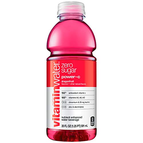 vitaminwater zero sugar power-c, electrolyte enhanced water w/vitamins, dragonfruit drinks, 20 fl oz (Pack of 12)