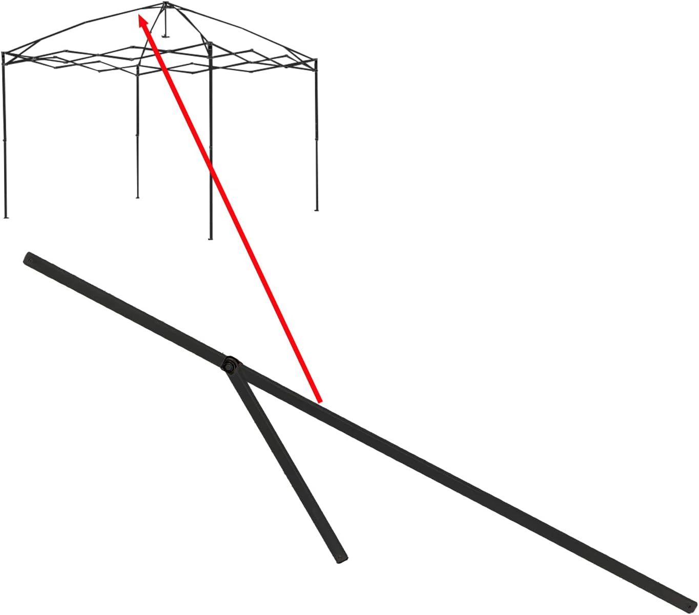 for Ozark Trail Simple Push 10x10 Instant Canopy Gazebo Upper Peak Truss Bars Metal Replacement Parts (Black)
