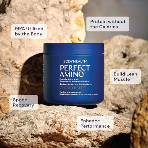 BodyHealth PerfectAmino Powder - BCAA and EAA Powder for Pre and Post Workout - Amino Acid Energy Drink Powder for Men and Women to Support Lean Muscle and Recovery - Vanilla - 30 Servings