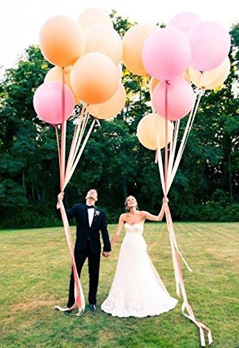 AFTERLOON® Biodegradable Balloons 3 pcs 36 Inch Orb Perfect Round Giant Extra Large Rose Gold, Thickened Strong Natural Latex Jumbo XL Big Helium Float, Baby Gender Reveal Birthday Party Decorations