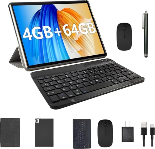 2024 Newest Tablet with Keyboard Tablets 2 in 1 8GB+64GB 10 inch Tablet and Case Mouse Stylus Game Android 13.0 Tablets PC 10.1 IPS Screen Tableta Computer 8MP Dual Camera WiFi BT Blue Tab