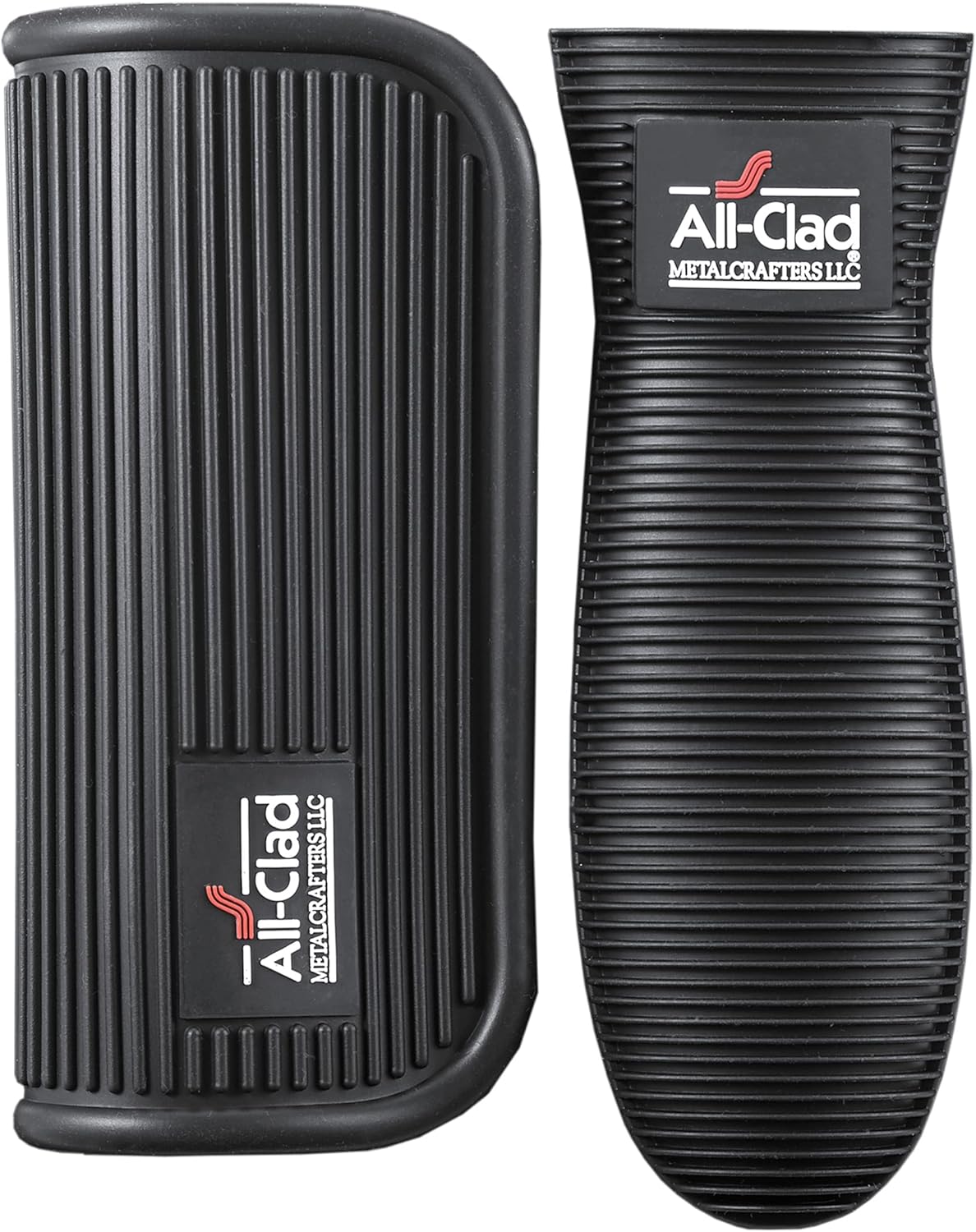 All-Clad Silicone Grip Set: 100% Silicone Flexible & Heat Resistant Ribbed Grip Set - Perfect for Cast Iron, Steel, or Glass, (2-Piece), Black/Grey