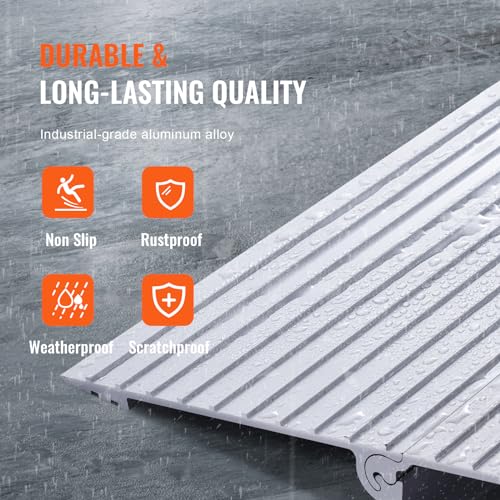VEVOR Door Threshold Ramp, 6" Rise Door Ramp for Wheelchairs, Aluminum Threshold Ramp for Doorways Rated 800 lbs Load Capacity, Adjustable Threshold Ramp for Wheelchairs, Scooters, and Power Chairs