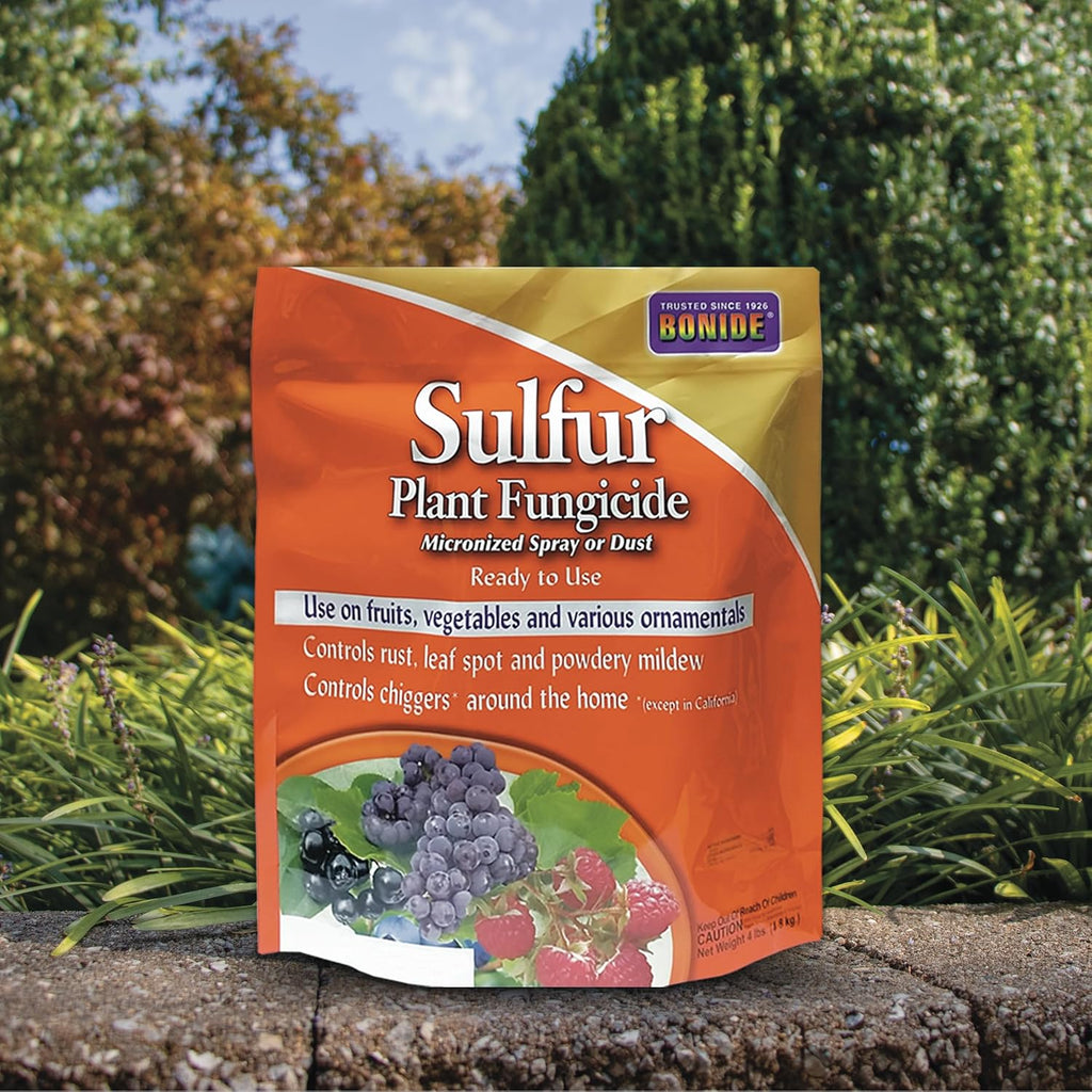 Bonide Sulfur Plant Fungicide, 4 lb. Ready-to-Use Micronized Spray or Dust for Organic Gardening, Controls Common Diseases
