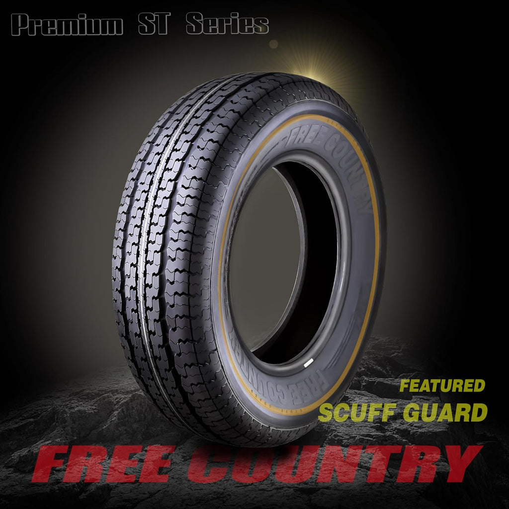 Premium Trailer Tires ST175/80R13 8PR Load Range D with Scuff Guard
