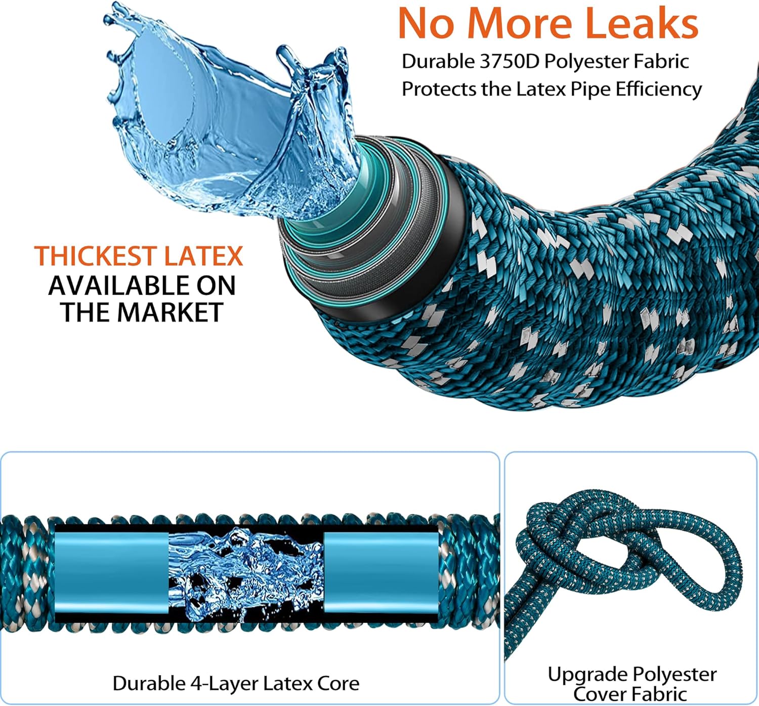 150 ft Expandable Garden Hose - All New 2024 Retractable Water Hoses with 3/4" Solid Brass Fittings, Extra Strength Fabric - Flexible Expanding Hose with 10 Pattern Spray Nozzle