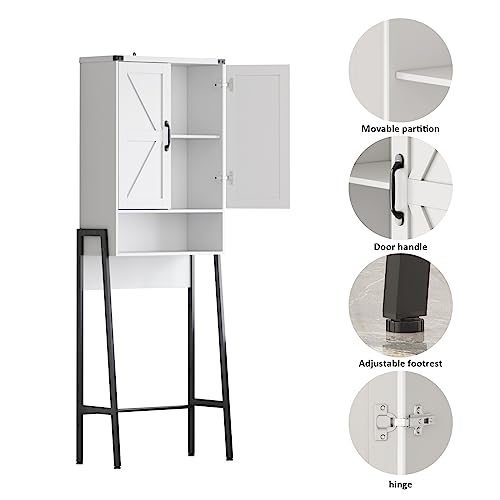 Over The Toilet Storage Cabinet/ Organizer with 2-Door Blinds Design, Freestanding Space Saver Bathroom Toilet Rack/ Stands