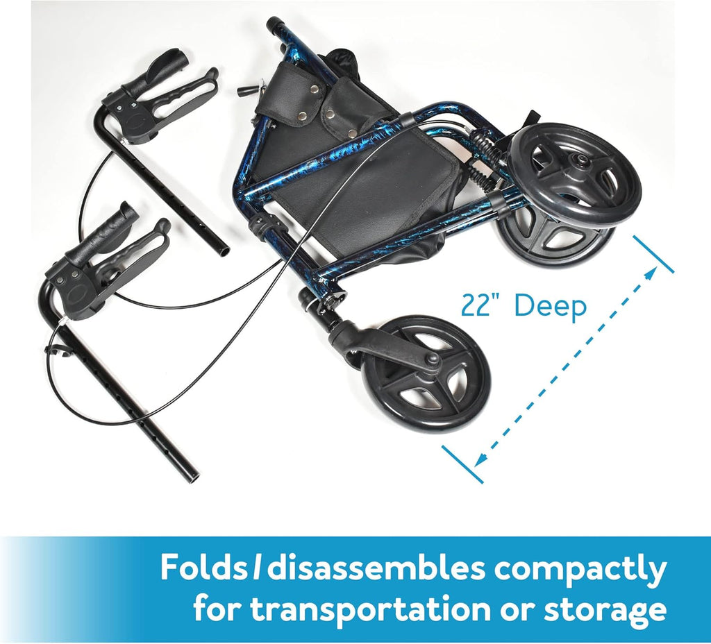 Carex 3 Wheel Walker for Seniors, Foldable, Rollator Walker with Three Wheels, Trio Walker with Height Adjustable Handles, Walker with Wheels, Folding Walker with Wheels.