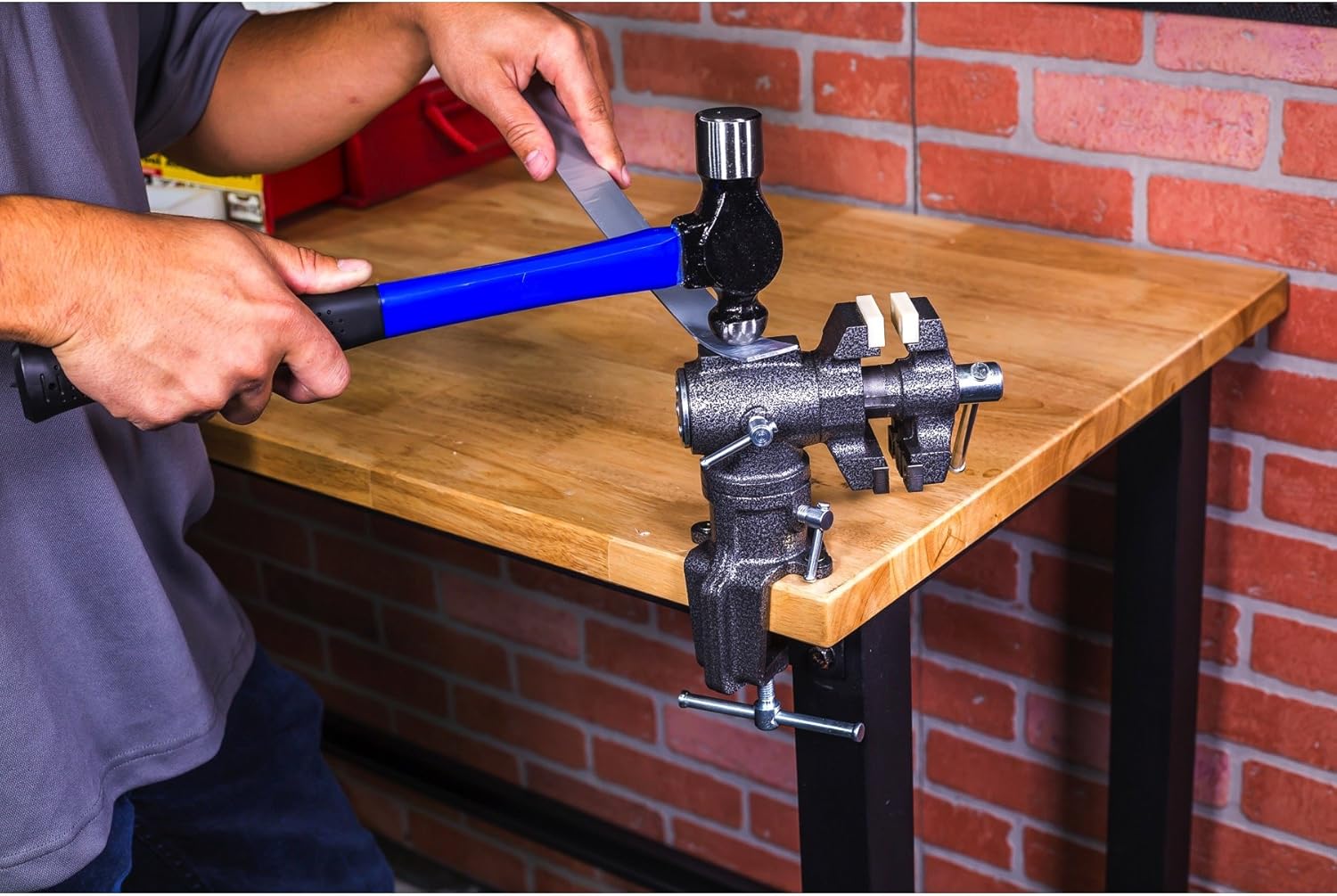 2-1/2 inch Mini Jaw Portable Clamp-on Table Bench Third Hand Vise Swivels and Rotates 360°, 1-1/2 inch and 2-1/2 inch Jaws, Soft Jaw Covers, Jewelry, Hobby, Crafts, Clamp or Bolt-on - 240006