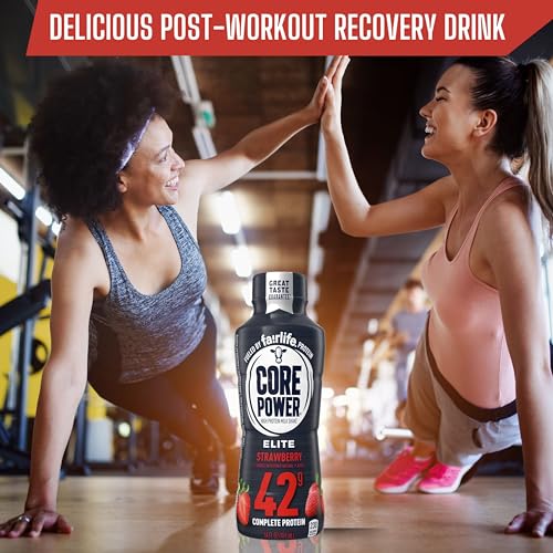 Worldwide Nutrition Bundle: Fairlife Core Power Elite 42g High Protein Milk Shake - Kosher, Chocolate Protein Shake for Workout Recovery - 14 Fl Oz (Pack of 12) & Multi-Purpose Key Chain