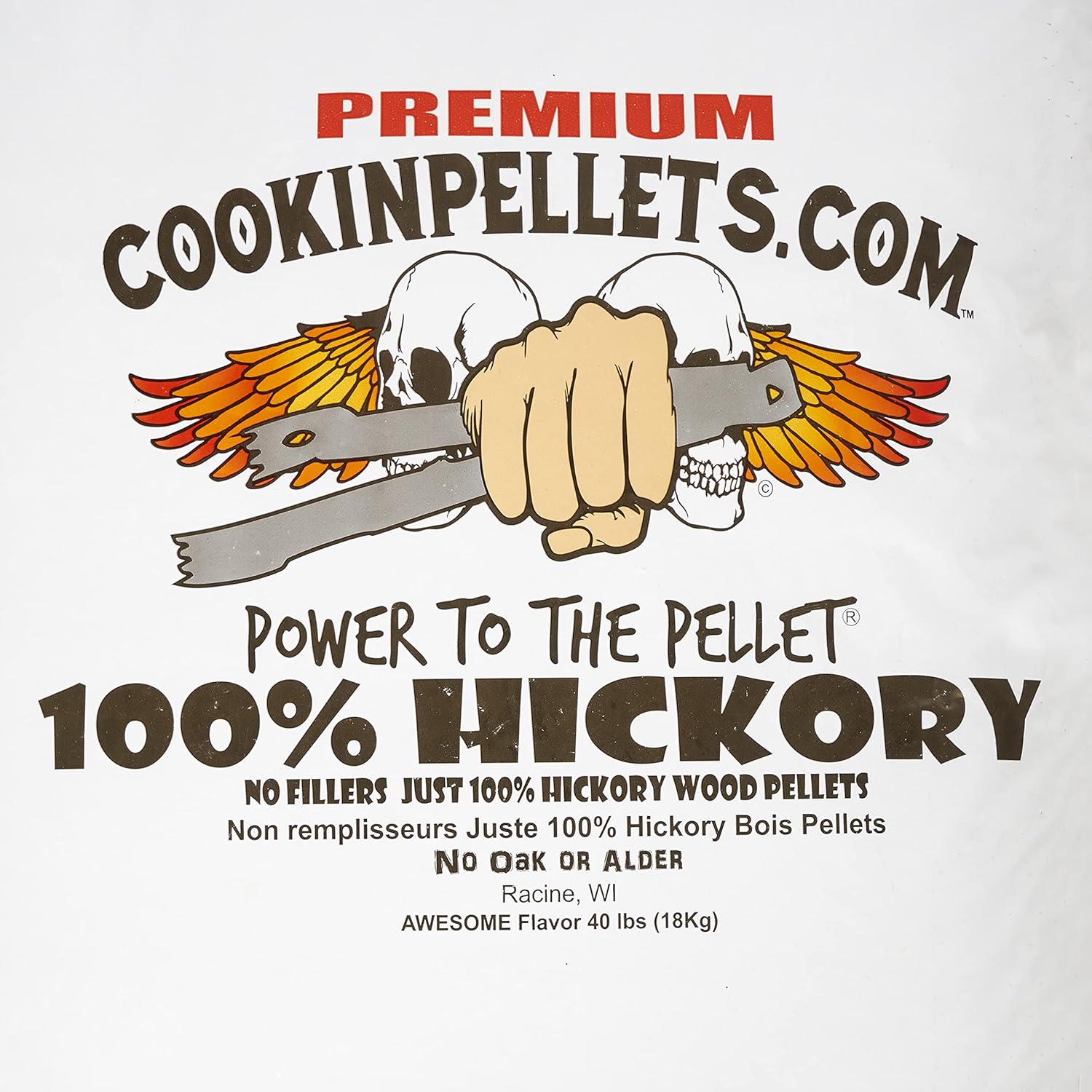 CookinPellets Premium Hickory Grill Smoker Smoking Wood Pellets and Perfect Mix Hickory Cherry, Hard Maple, Apple Wood Pellets, 40 Pound