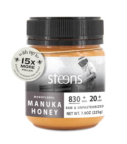 Steens Manuka Honey - MGO 830+ - Pure & Raw 100% Certified UMF 20+ Manuka Honey - Bottled and Sealed in New Zealand - 17.6 oz Jar