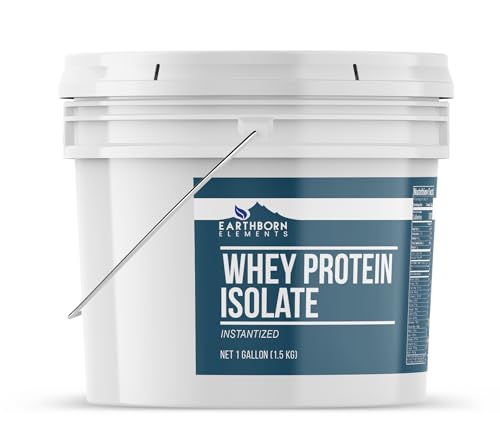 Earthborn Elements Whey Protein Isolate, 1 Gallon Bucket, Protein Powder, Unflavored, Workout Supplement