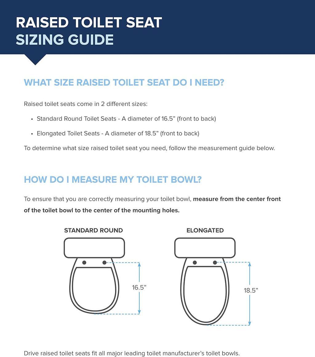 Drive Medical Premium Plastic Raised Toilet Seat with Lock and Padded Armrests, Elongated, Pack of 1