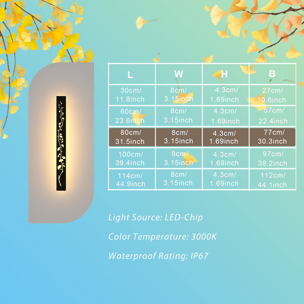 1 Pack 11.8inch-Black waterproof outdoor wall light, modern outdoor LED long wall light waterproof wall light, porch light, outdoor 3000K wall light, suitable for villas, courtyards, gardens, garages