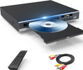DVD Player, Region Free DVD Players for CD/DVD's, Compact DVD Player Supports NTSC/PAL System with RCA Stable Outputs/USB 128G Input, Contains Remote Control and RCA Cable(without HDMI Cable)