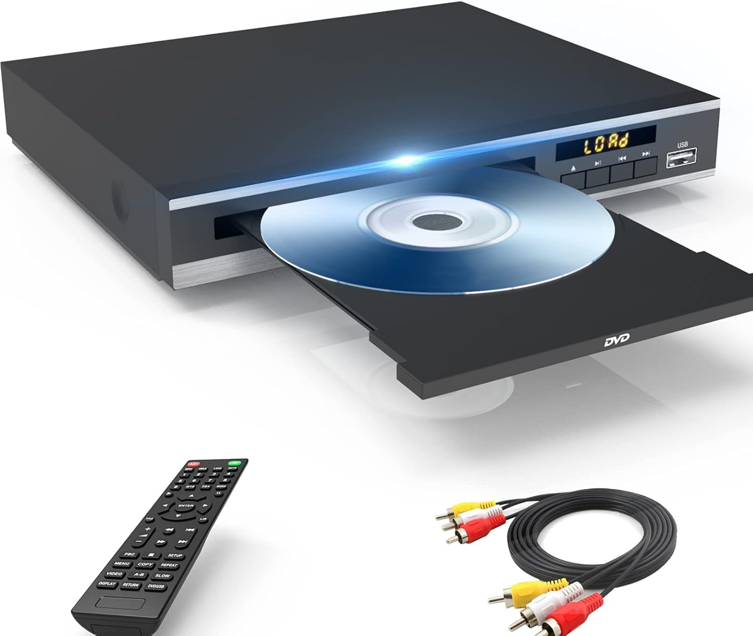 DVD Player, Region Free DVD Players for CD/DVD's, Compact DVD Player Supports NTSC/PAL System with RCA Stable Outputs/USB 128G Input, Contains Remote Control and RCA Cable(without HDMI Cable)