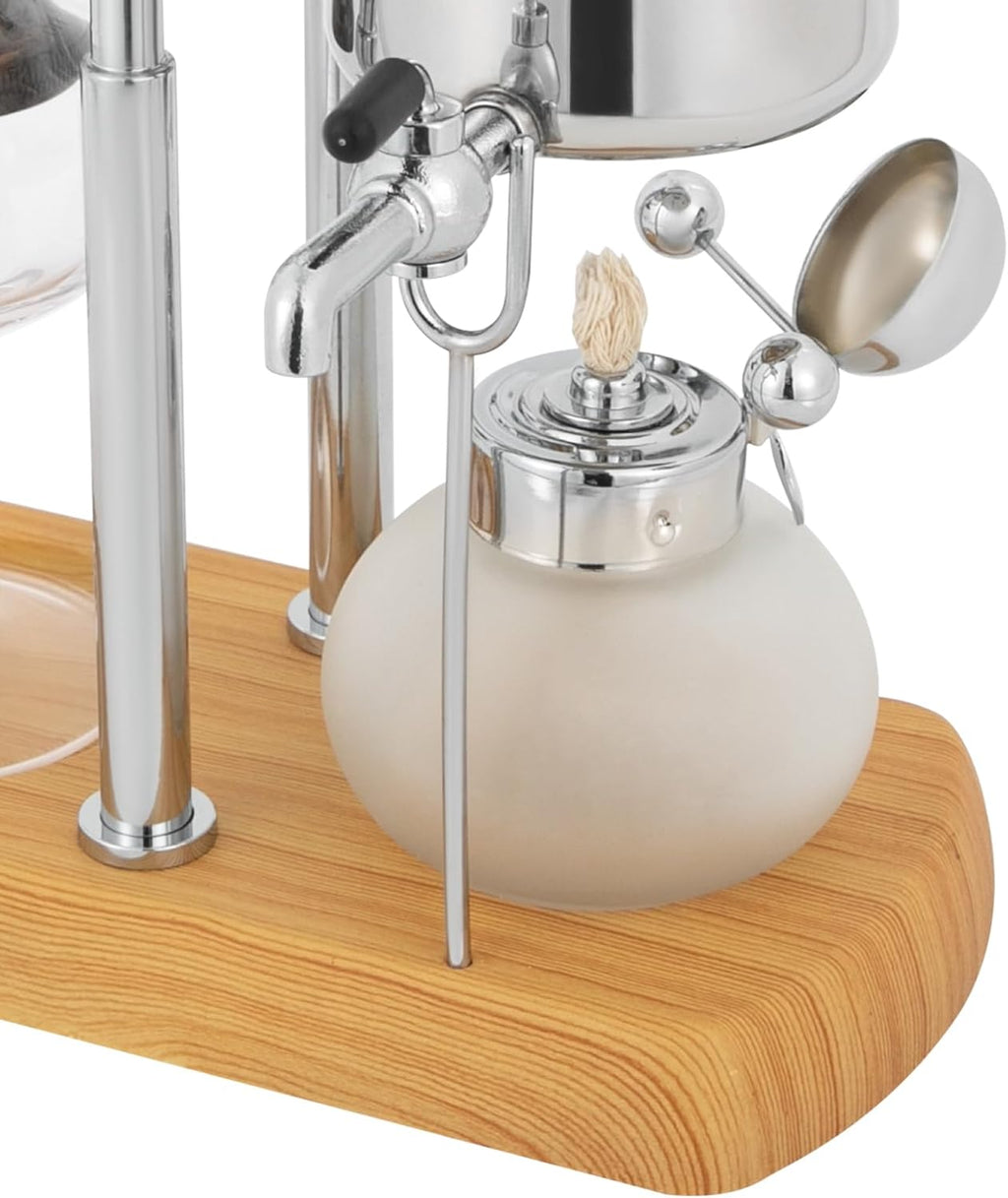 TFCFL Belgian/Belgium Luxury Royal Family Balance Syphon Coffee Maker, Vintage Siphon Brewer Siphon Coffee Maker, Elegant Design Retro-Style, Silver