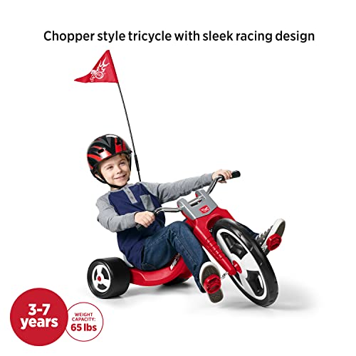 Radio Flyer Deluxe Big Flyer 16 Inch Big Front Wheel Chopper Style Tricycle with Adjustable Seat Recommended for Ages 3 to 7, Red