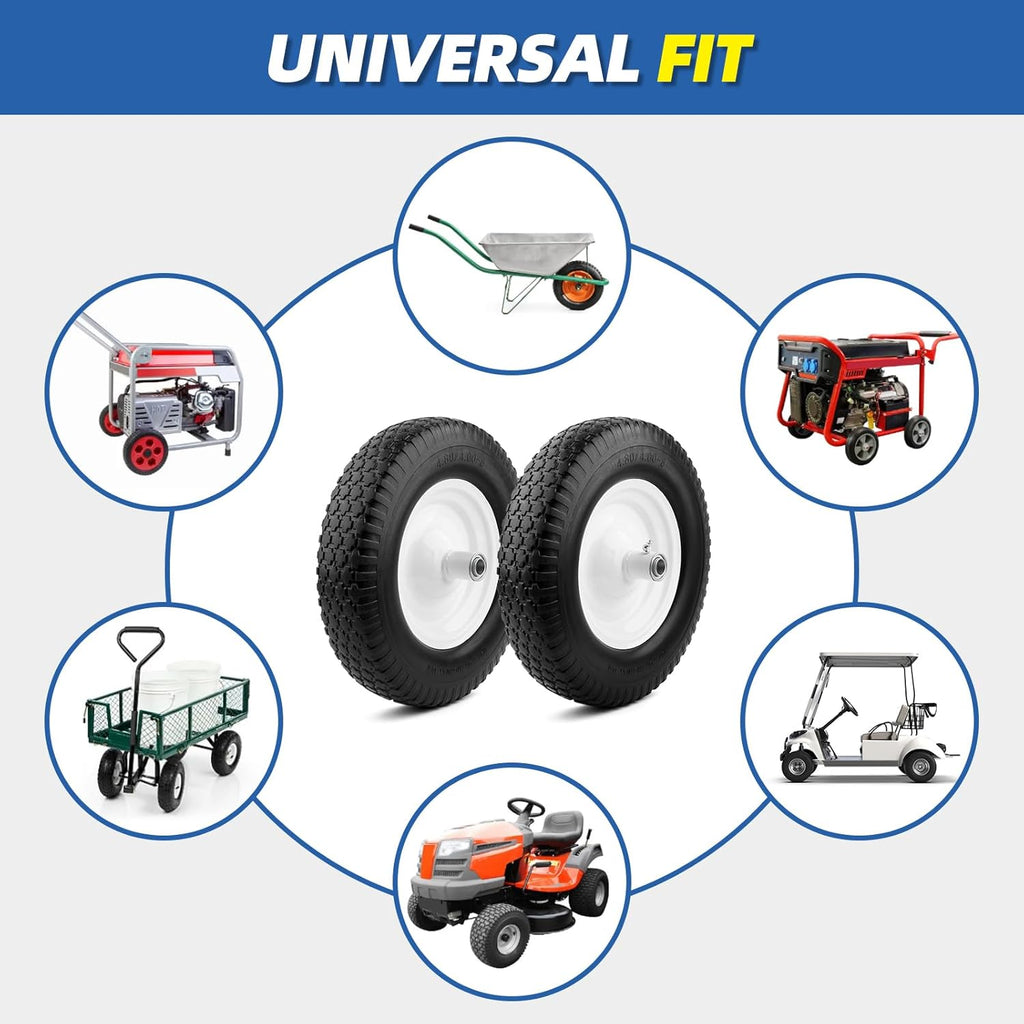 Universally Fit Flat Free Wheelbarrow Tire - NEVER HAVE A FLAT AGAIN