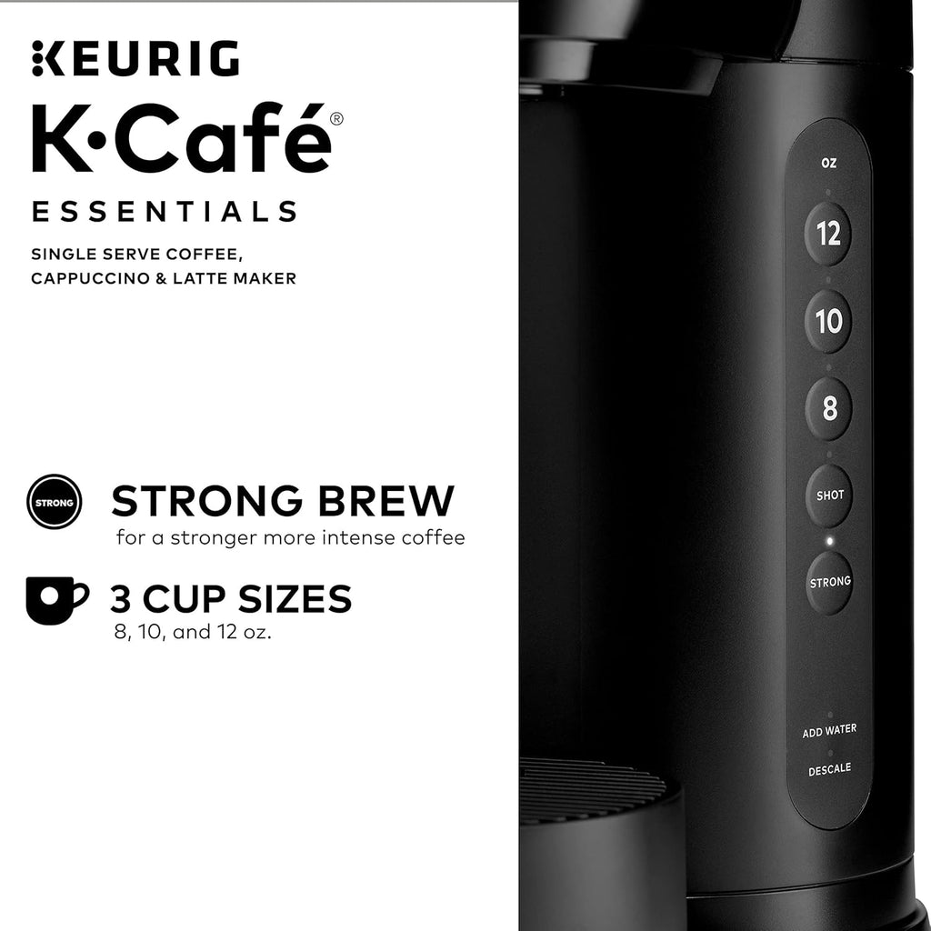 K-Cafe Essentials Single Serve K-Cup Pod Coffee, Latte and Cappuccino Maker, Black