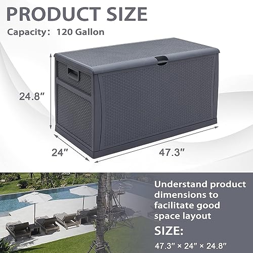75 Gallon Outdoor Storage Deck Box Patio Sun-proof Woodgrain Patio Storage Box for Patio, Garden, Balcony,Grey