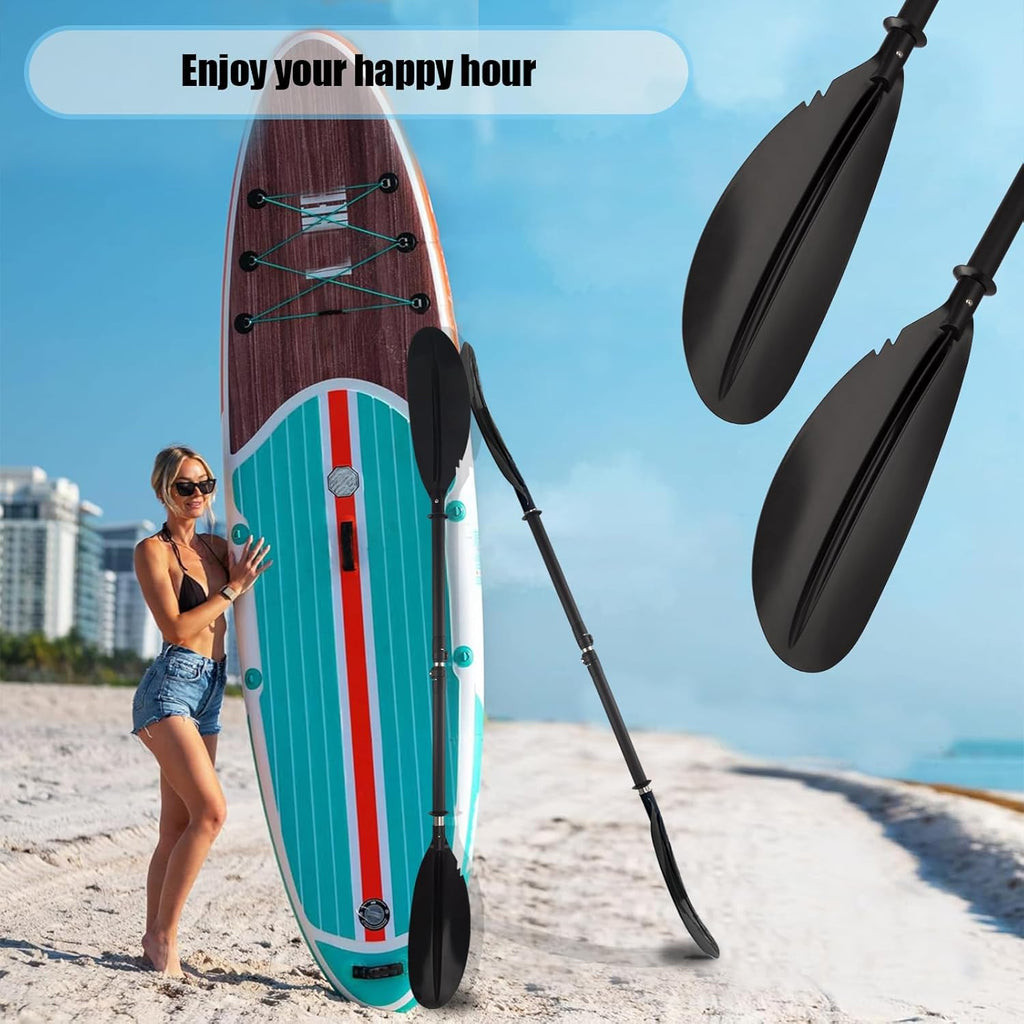 Kayak Paddle, Telescoping Canoe Paddle Boat Oars with Kayak Paddles Leash Stainless Steel Tube Comfort Grips Black(94inch)