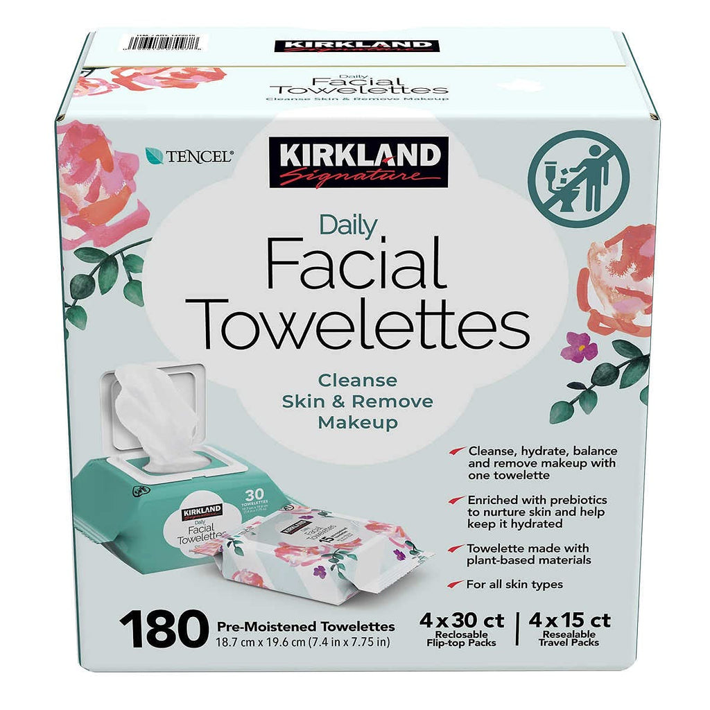 Kirkland Signature Daily Facial Towelettes, 180 Count