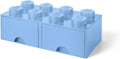 LEGO Brick Drawer, 8 Knobs, 2 Drawers, Stackable Storage Box, Light Royal Blue