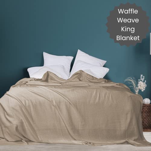 Cotton Clinic Waffle Bed Blanket 100% Cotton - All Season Blanket - Soft Breathable Lightweight - Perfect Blanket Layer for Couch Bed Sofa - Cozy Warm Queen Size Bed Blanket White