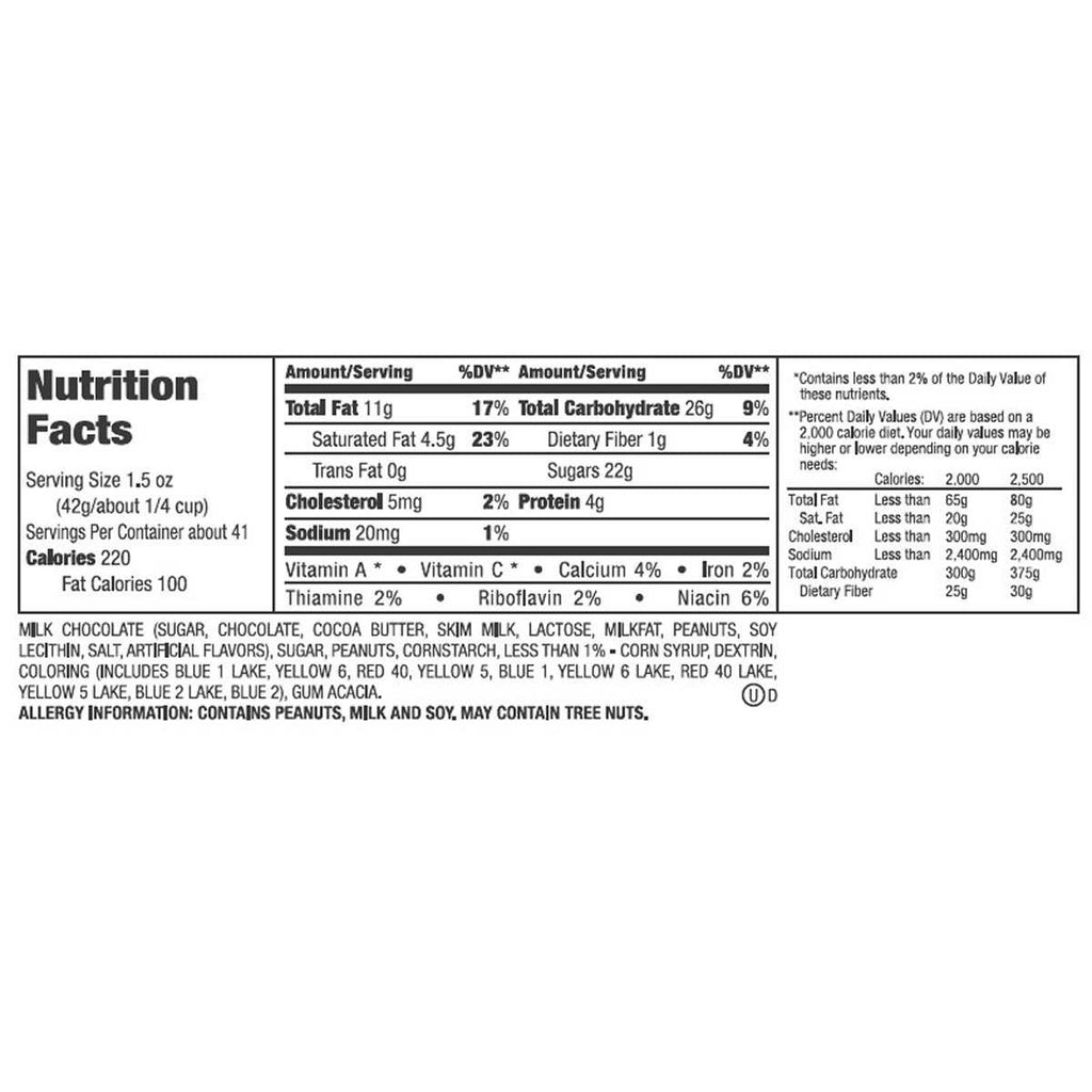 M&M's Peanut Candy 62 Oz Pantry Size Resealable Bag