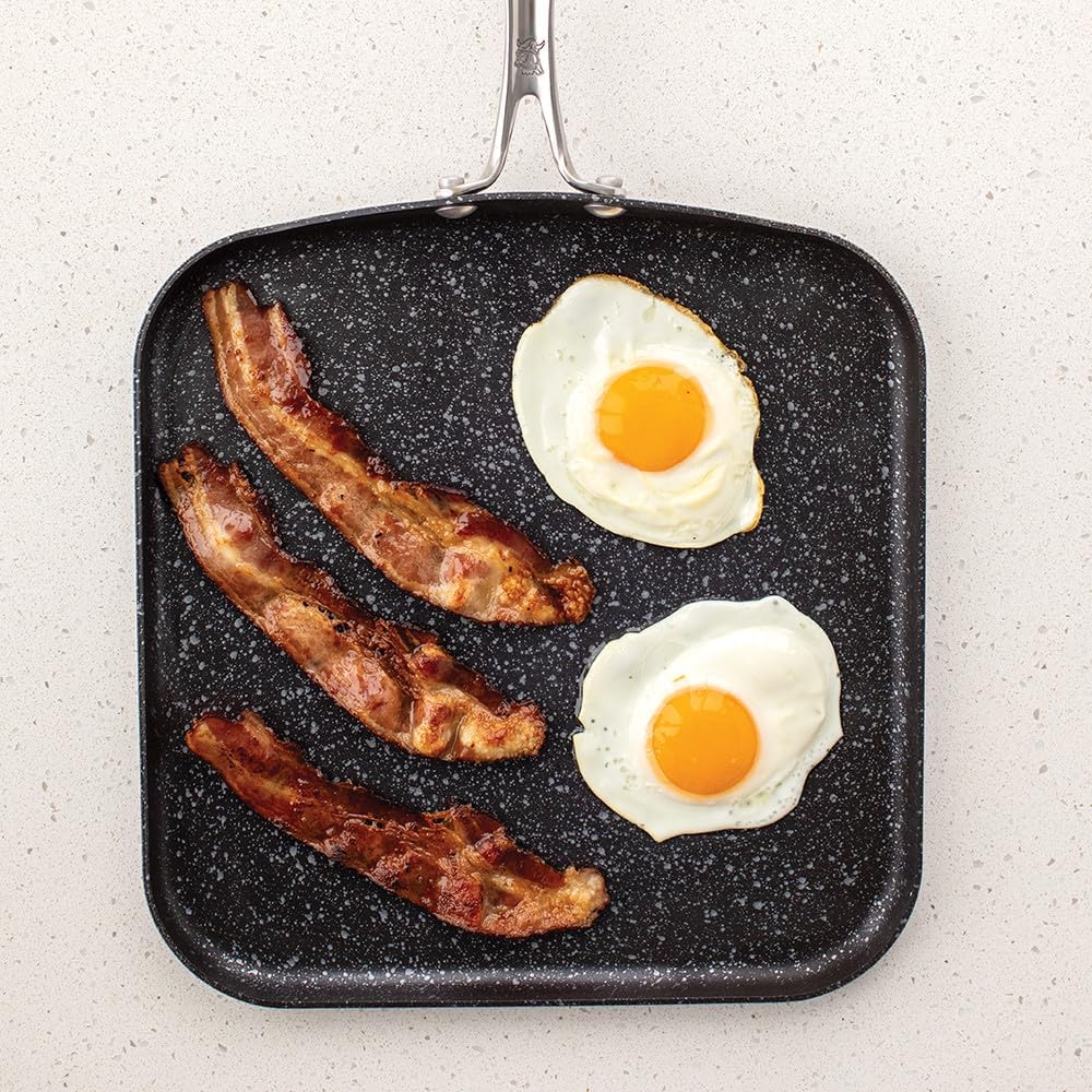 Nordic Ware Basalt Aluminum Square Griddle, 11-Inch, Ceramic Coating