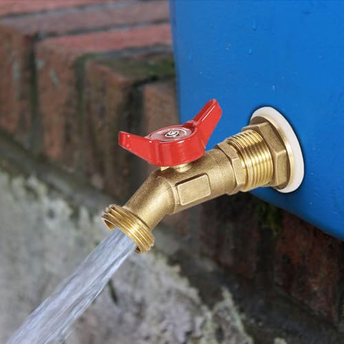 WADEO Brass Rain Barrel Spigot, Rain Barrel Quarter Turn Ball Valve Spigot with Bulkhead Fitting